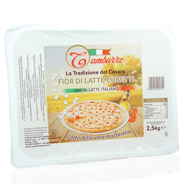 Mozzarella Fior di Latte Cubetti, Latte Italiano - Tamburro Vaschetta 2500g-image