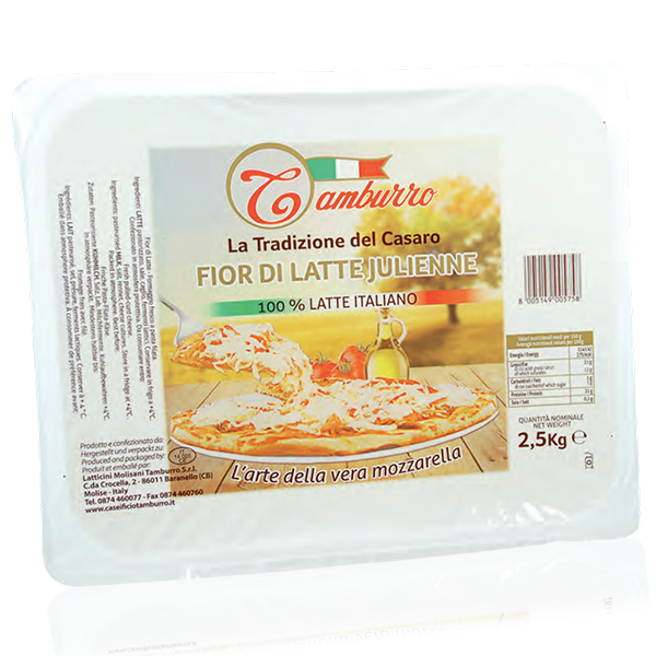 Mozzarella Fior di Latte Julienne, Latte Italiano - Tamburro Vaschetta 2500g-image